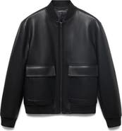 MANGO Faux Leather Bomber Jacket