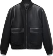 MANGO Faux Leather Bomber Jacket