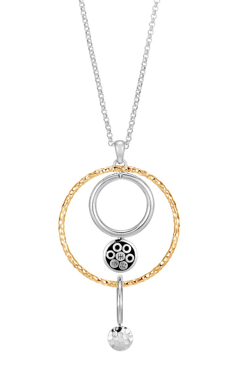 John Hardy Dot Hammered Long Drop Pendant Necklace, Alternate, color, Silver/ Gold