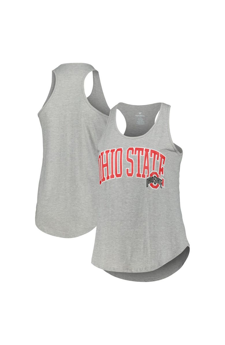 PROFILE Women's Profile Heather Gray Ohio State Buckeyes Arch Logo Racerback Scoop Neck Tank Top, Main, color, 
