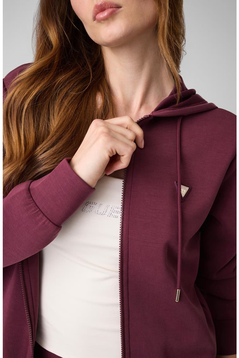 Olympe Full Zip Hoodie, Alternate, color, DARK RED