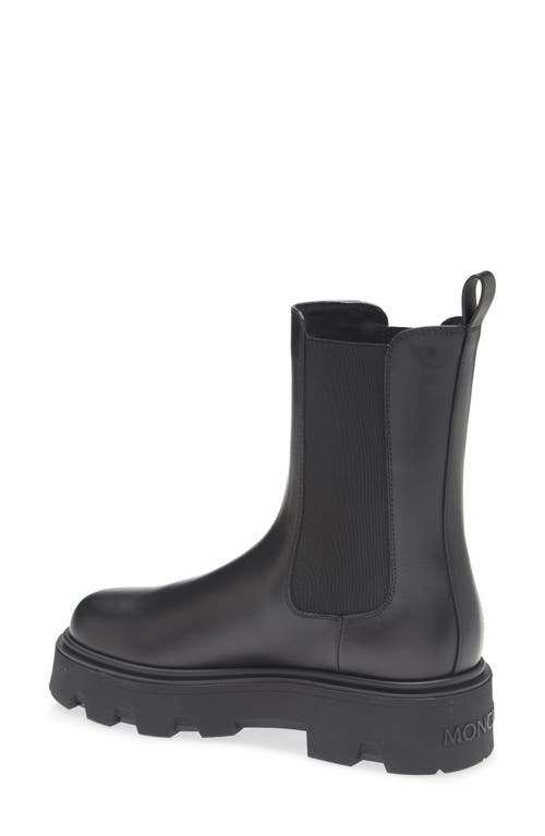 Moncler Black Leather Aurea Chelsea Ankle Boots In Black