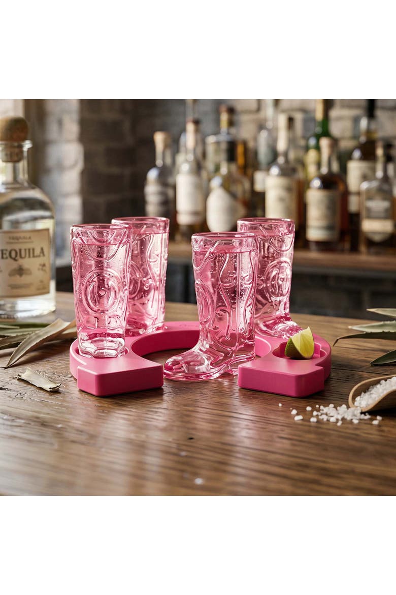 Wild West Cowboy Boot Shotglass Set, Alternate, color, Pink