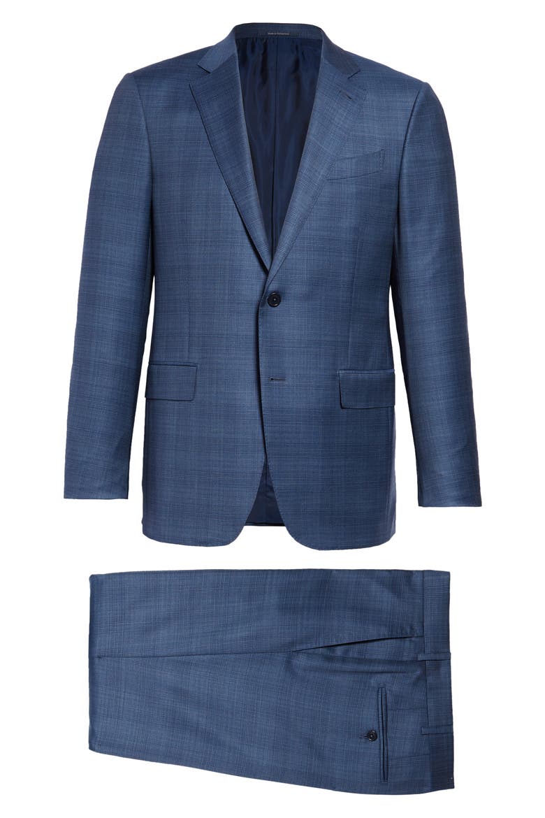 Milano Achillfarm Classic Fit Plaid Wool & Silk Suit, Main, color, BLUE