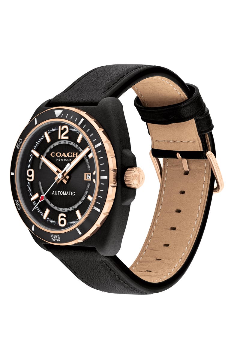 COACH Charter Leather Strap Watch, 44.5mm, Alternate, color, 