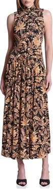 Avec Les Filles Paisley Floral Sleeveless Knit Dress