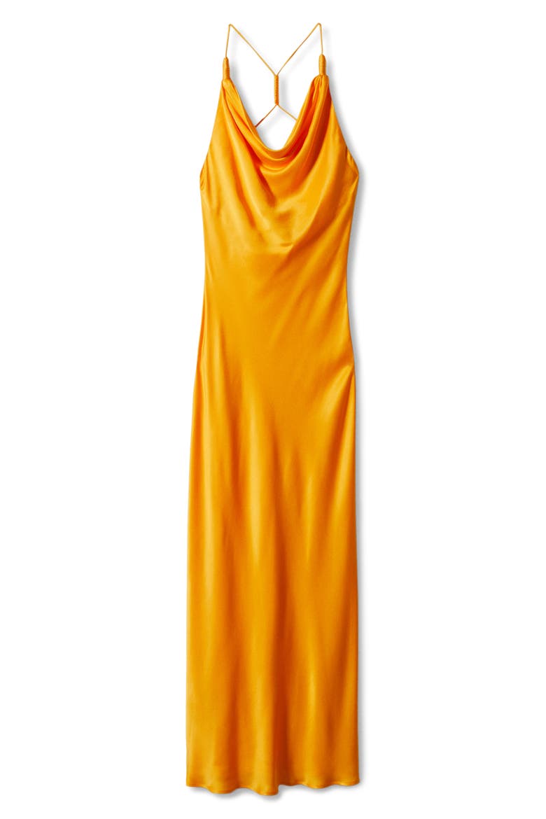 Cowl Neck Satin Slipdress, Alternate, color, ORANGE