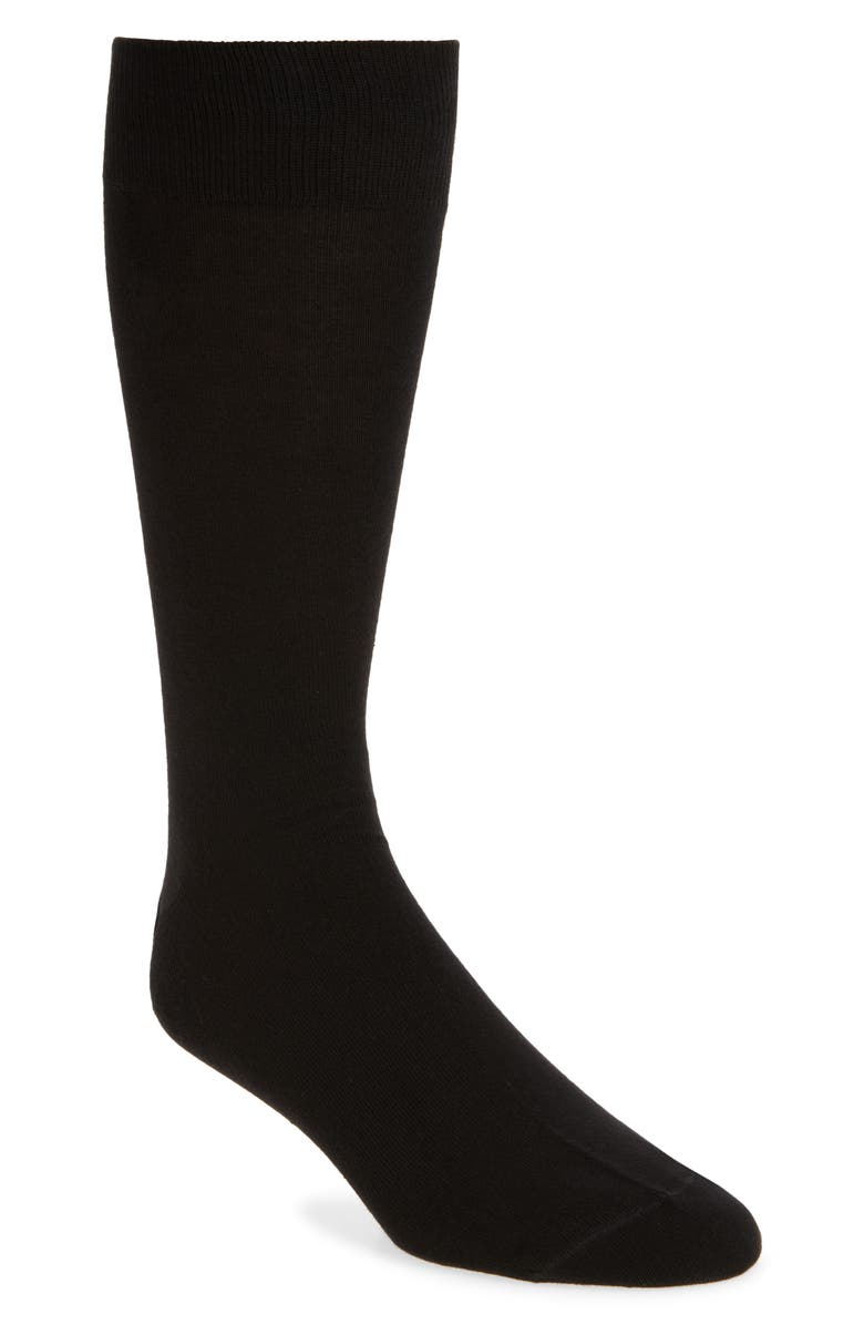 Nordstrom Combed Cotton Blend Dress Socks, Main, color, Black