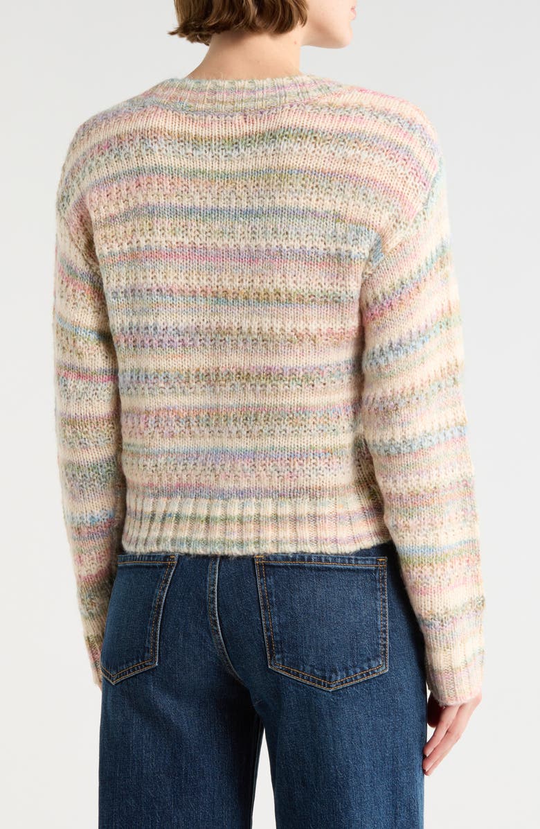 Lush Stripe Button Front Crop Cardigan, Alternate, color, Neu Multi