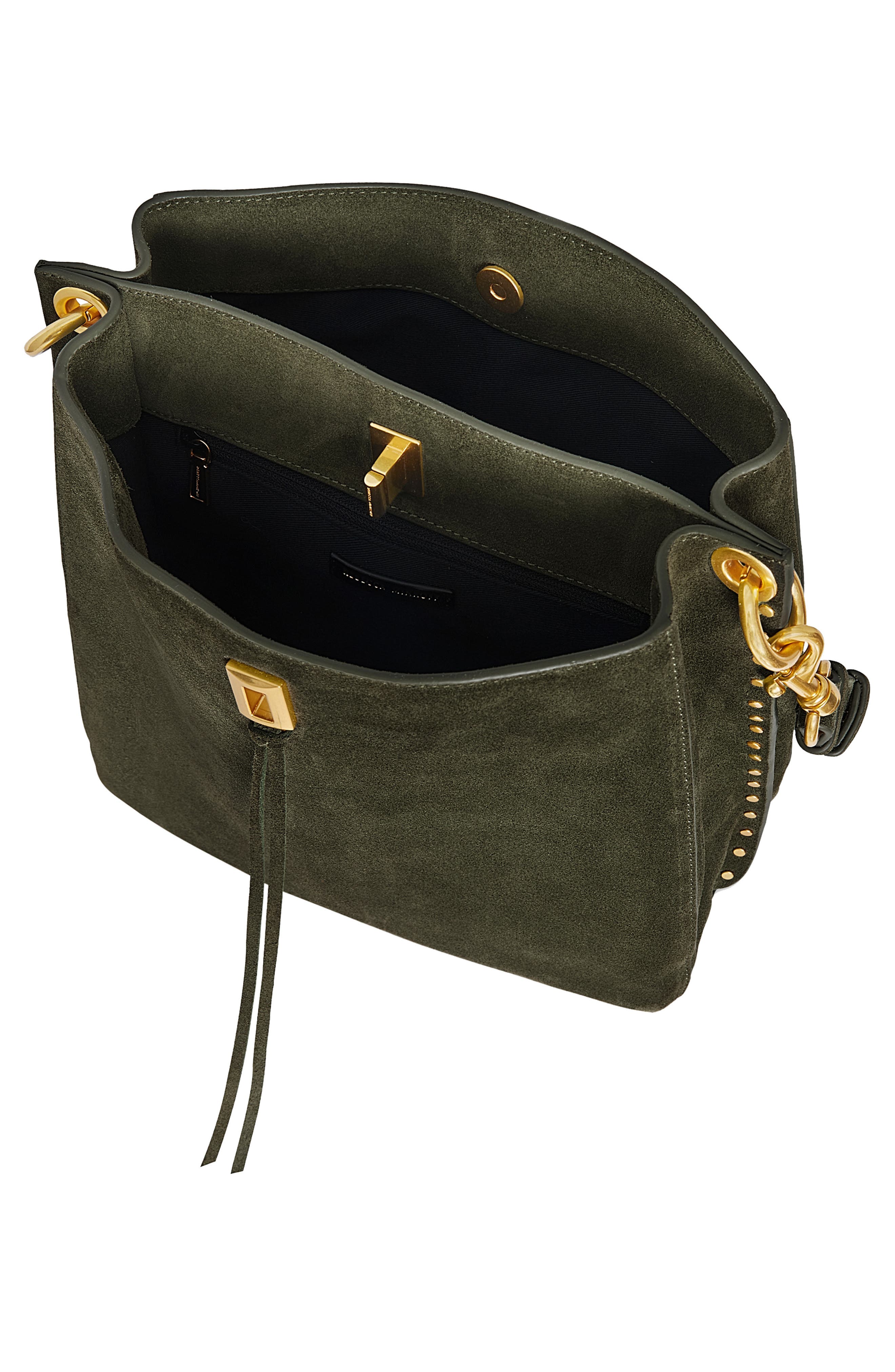 Rebecca Minkoff Darren Deerskin Leather Shoulder Bag, Alternate, color, Moss