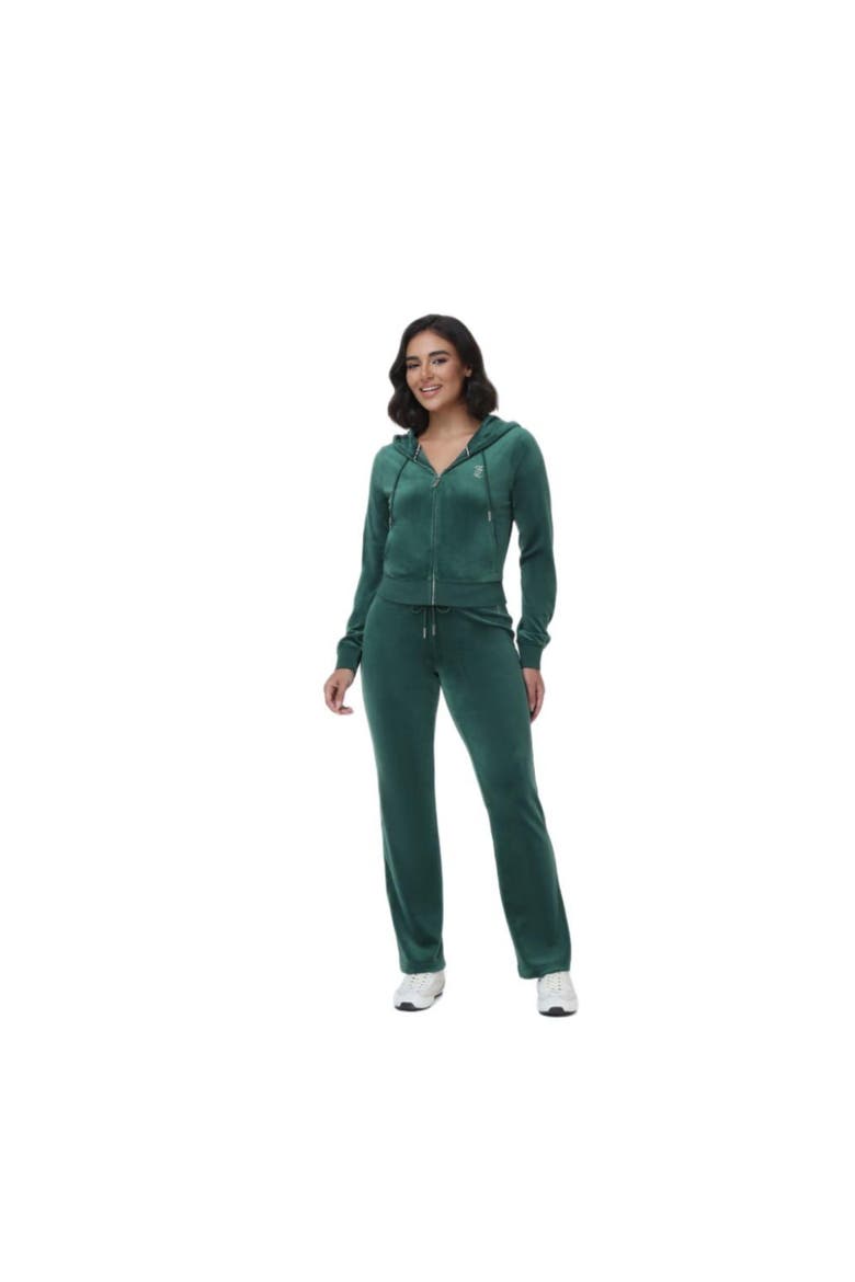 Luxe Velour Rhinestone Zip Hoodie, Junebug, Alternate, color, JUNEBUG