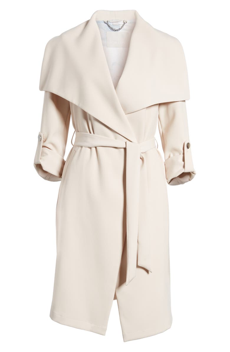 Soia & Kyo Roll Sleeve Drape Front Long Trench Coat, Alternate, color,