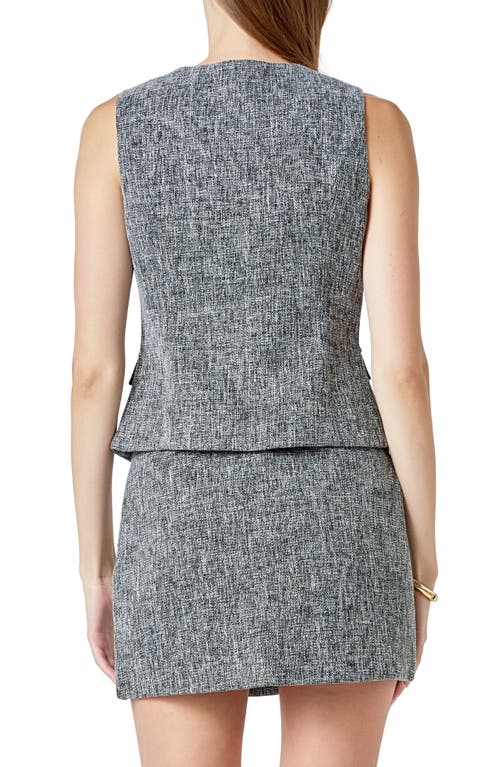 Endless Rose Tweed Button Vest In Gray