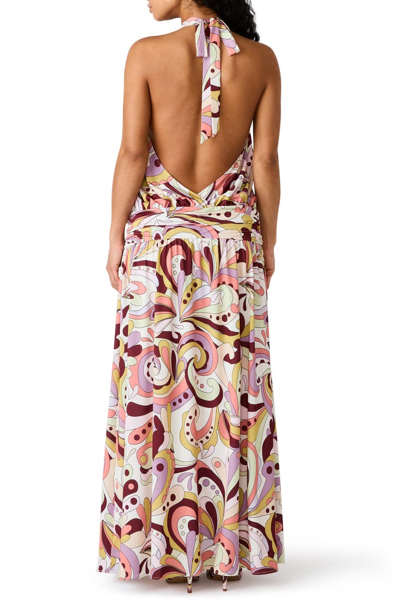 Steve Madden Gala Print Halter Maxi Dress, Alternate, color, Paisley Pop