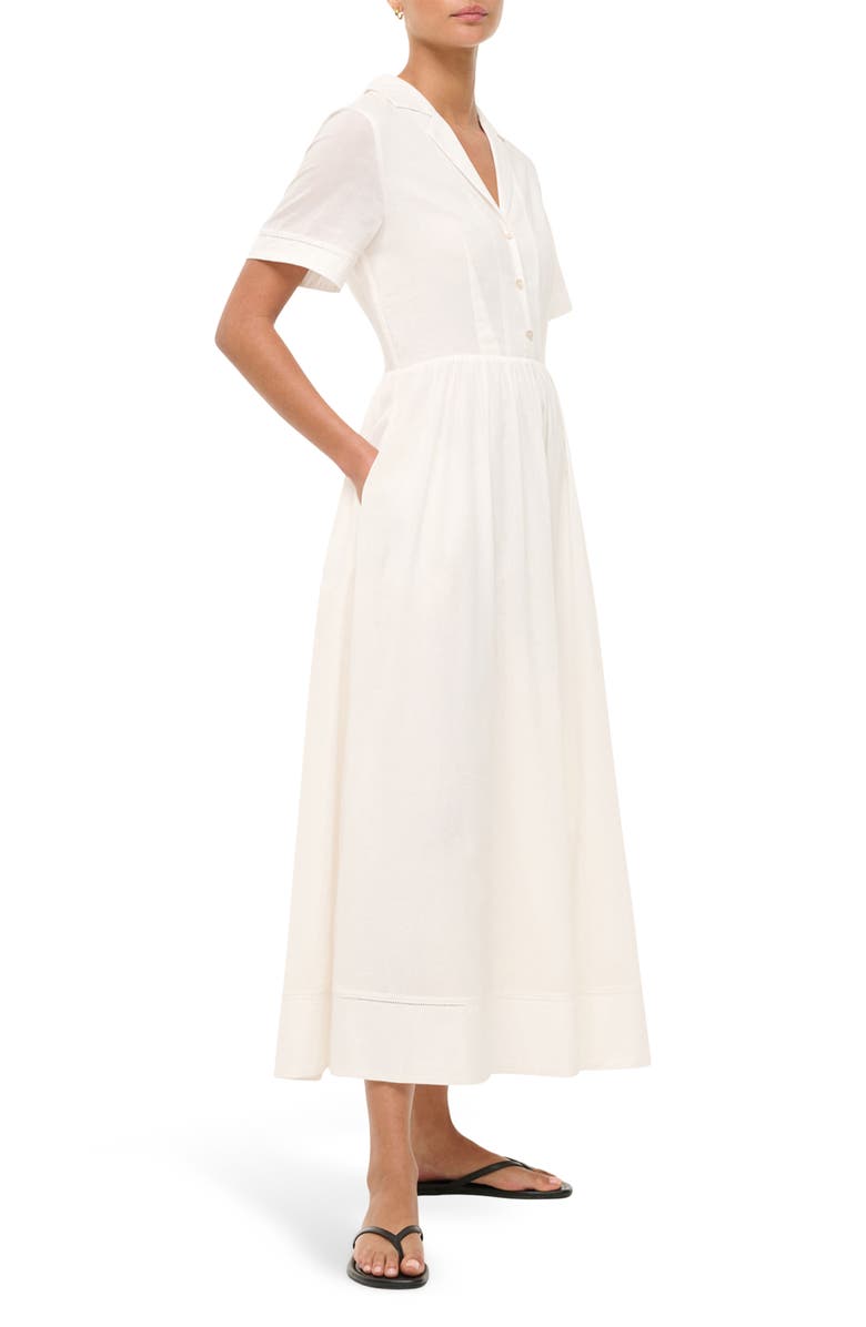 STAUD Meryl Cotton Maxi Shirtdress, Alternate, color, White