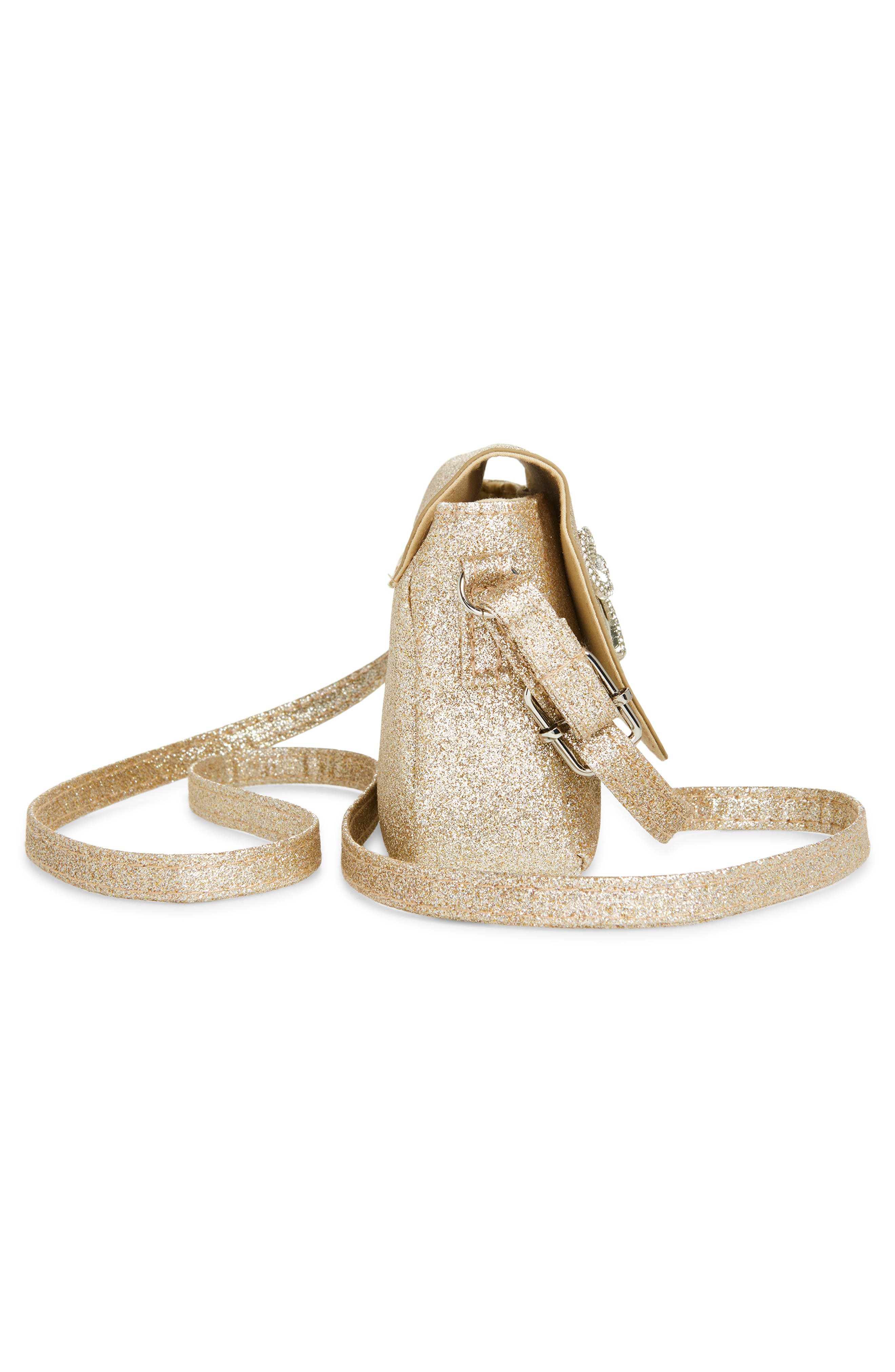 Ruby & Ry Kids' Crystal Bow Glitter Crossbody Bag, Alternate, color, Gold