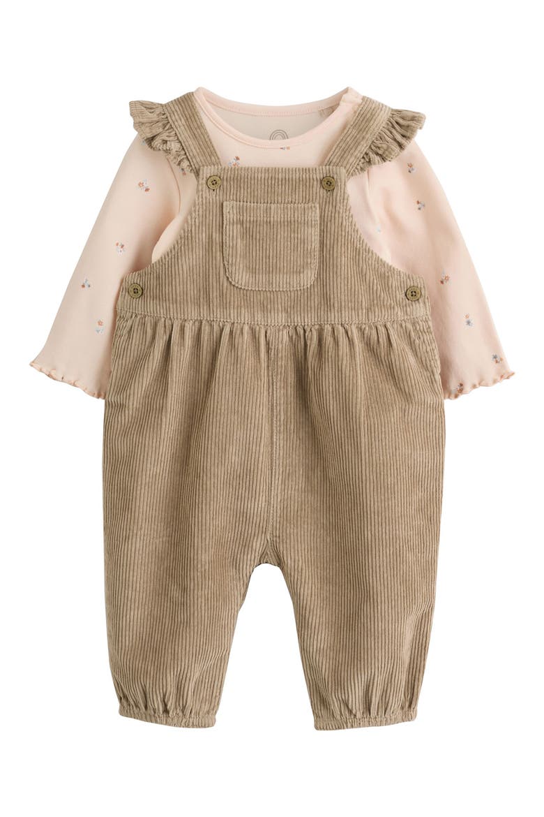 Kids' Frill Corduroy Dungaree & Bodysuit Set, Main, color, GREEN