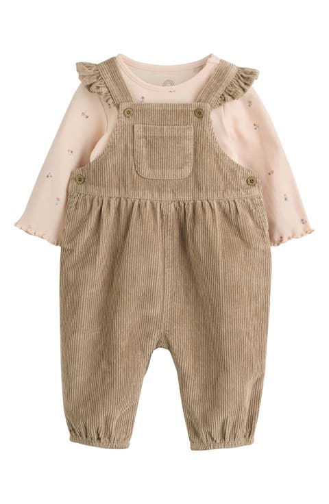 Kids' Frill Corduroy Dungaree & Bodysuit Set
