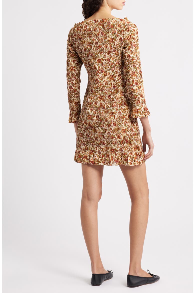 Cecillia Floral Smocked Organic Cotton Minidress, Alternate, color, IVORY REVE DES JARDINS