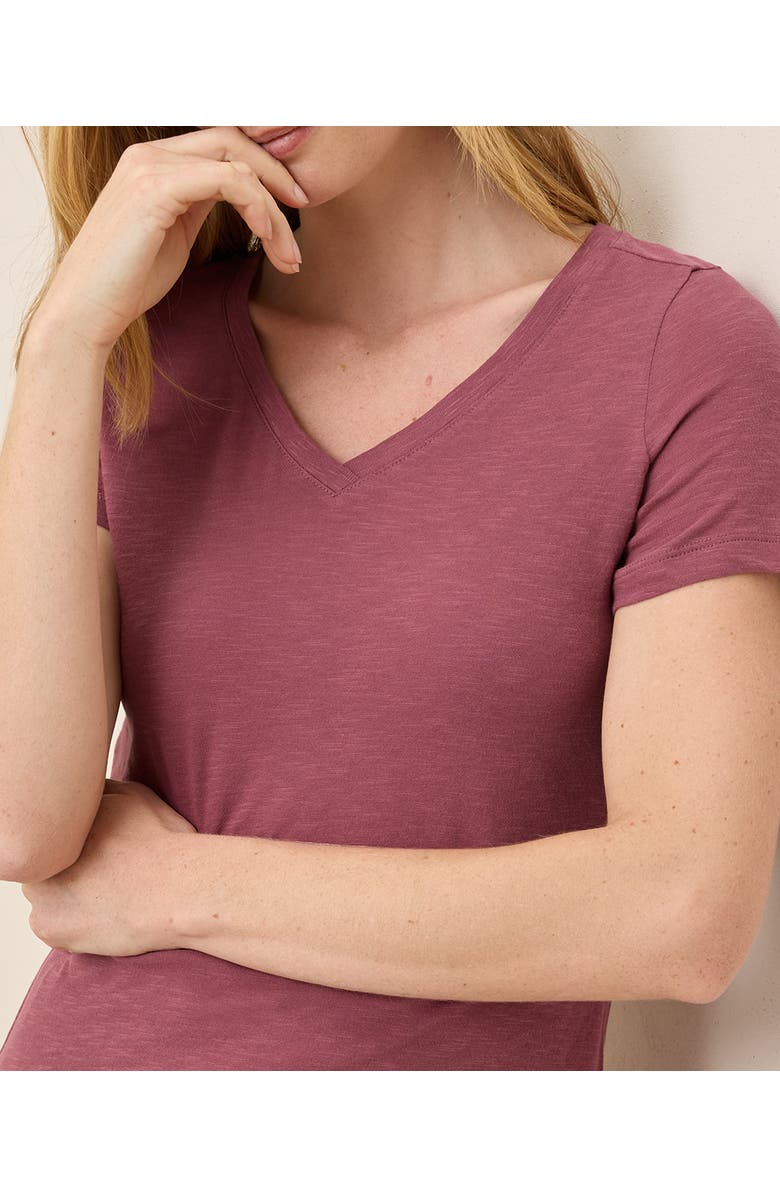 Pact Organic Cotton Featherweight Slub V-Neck Tee, Alternate, color, Mauve