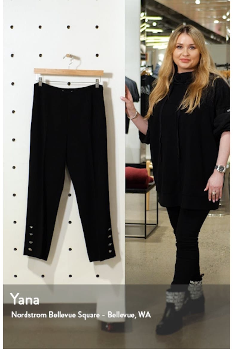 Crystal Button Cuff Wool Blend Pants video