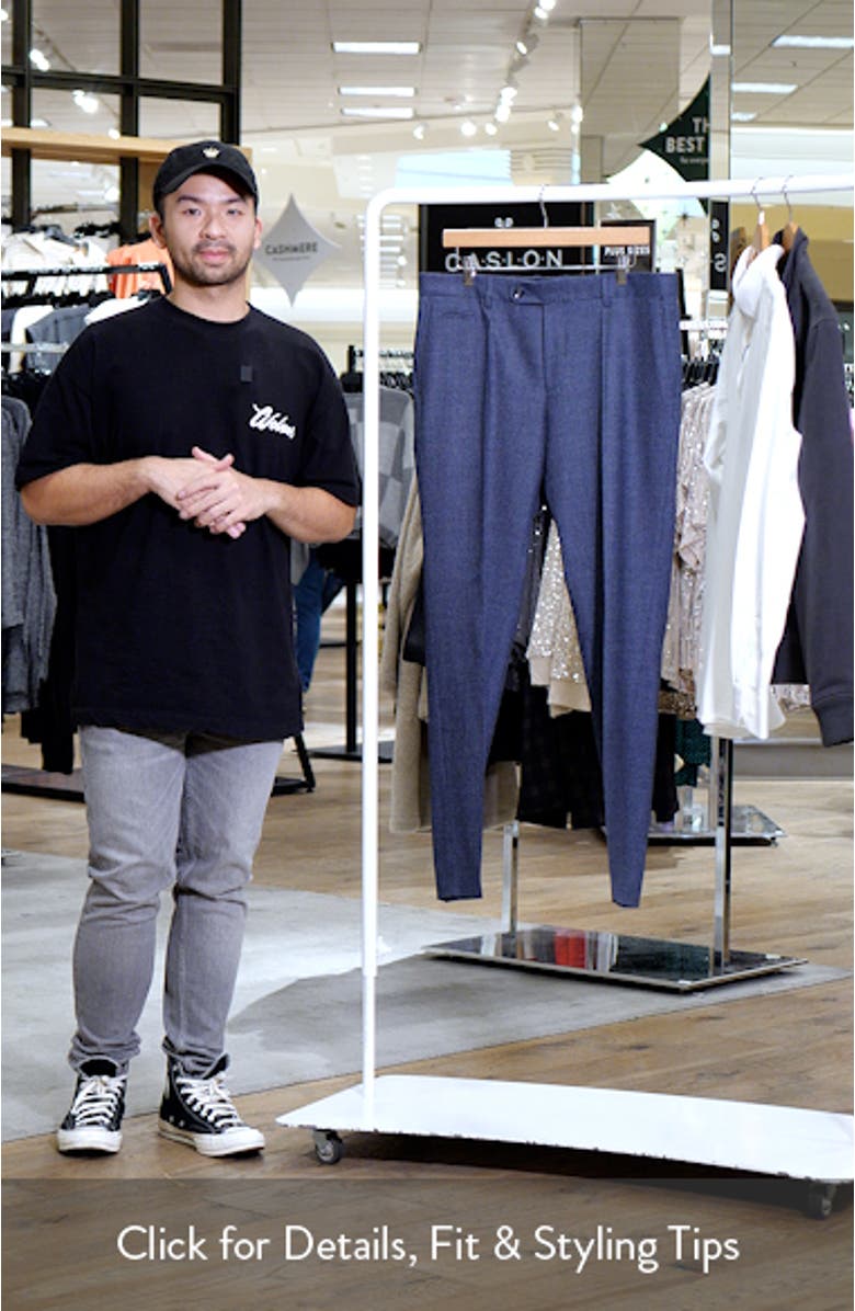 Genius Flat Front Microcheck Stretch Wool Dress Pants, sales video thumbnail