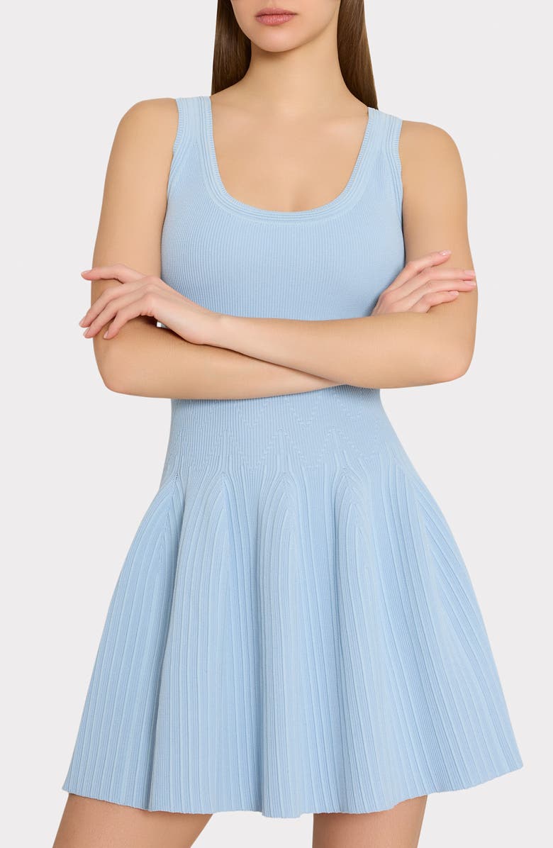 Milly Marea Sleeveless Fit & Flare Sweater Dress, Alternate, color, Light Blue