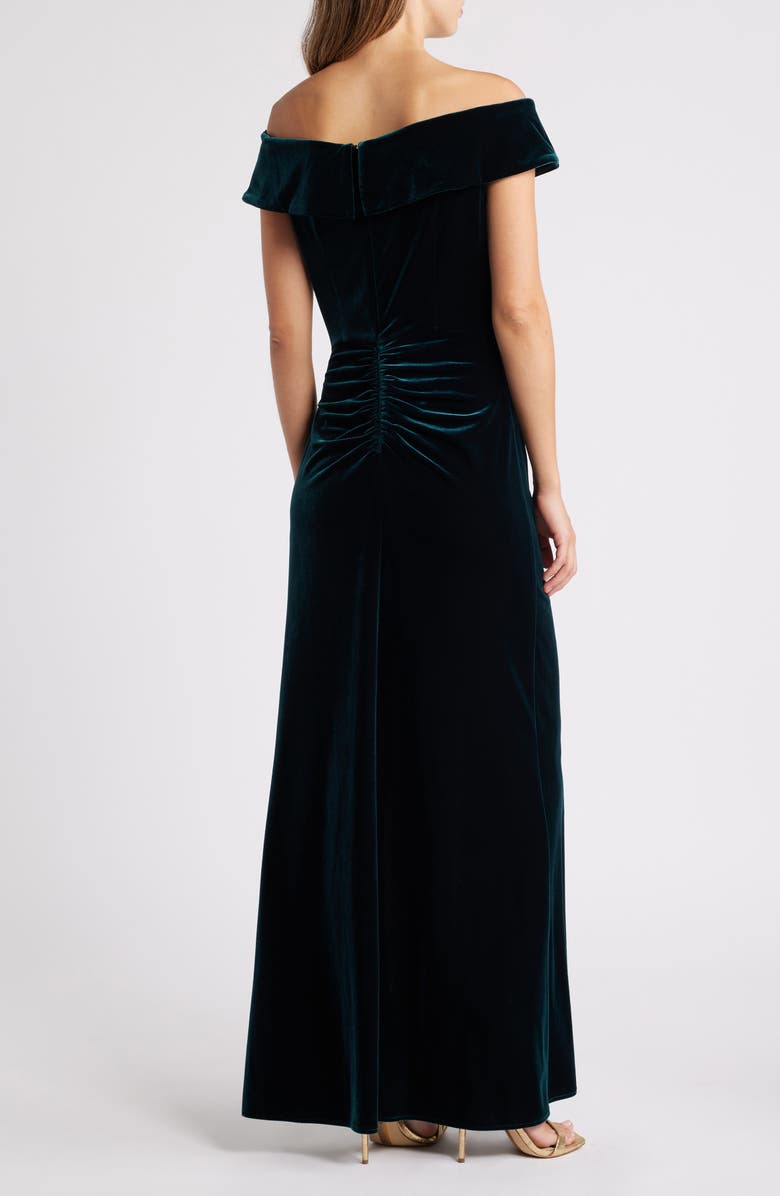 Alex Evenings Off the Shoulder Stretch Velvet Gown, Alternate, color, 