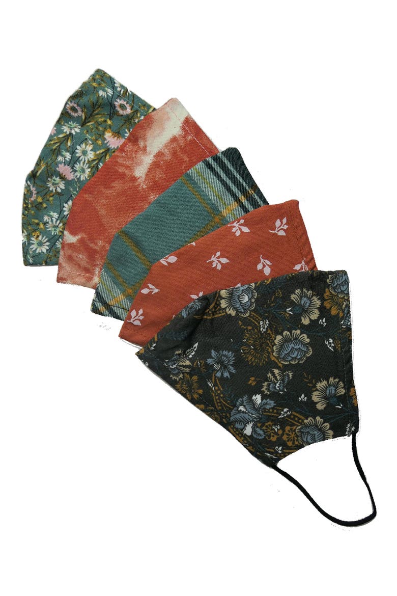 Assorted 5-Pack Adult Face Masks, Main, color, ASSORTED PRINTS 5