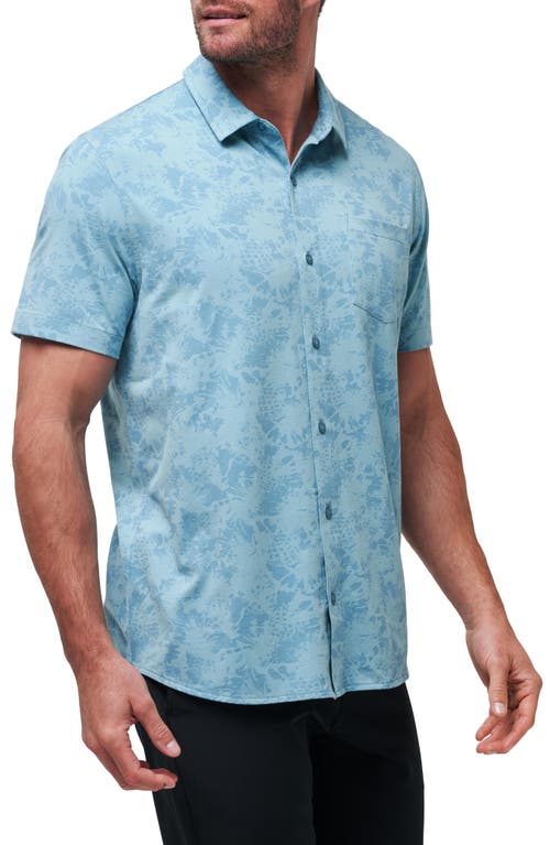 Travismathew Braddah Short Sleeve Stretch Cotton Blend Button-up Shirt In Cameo