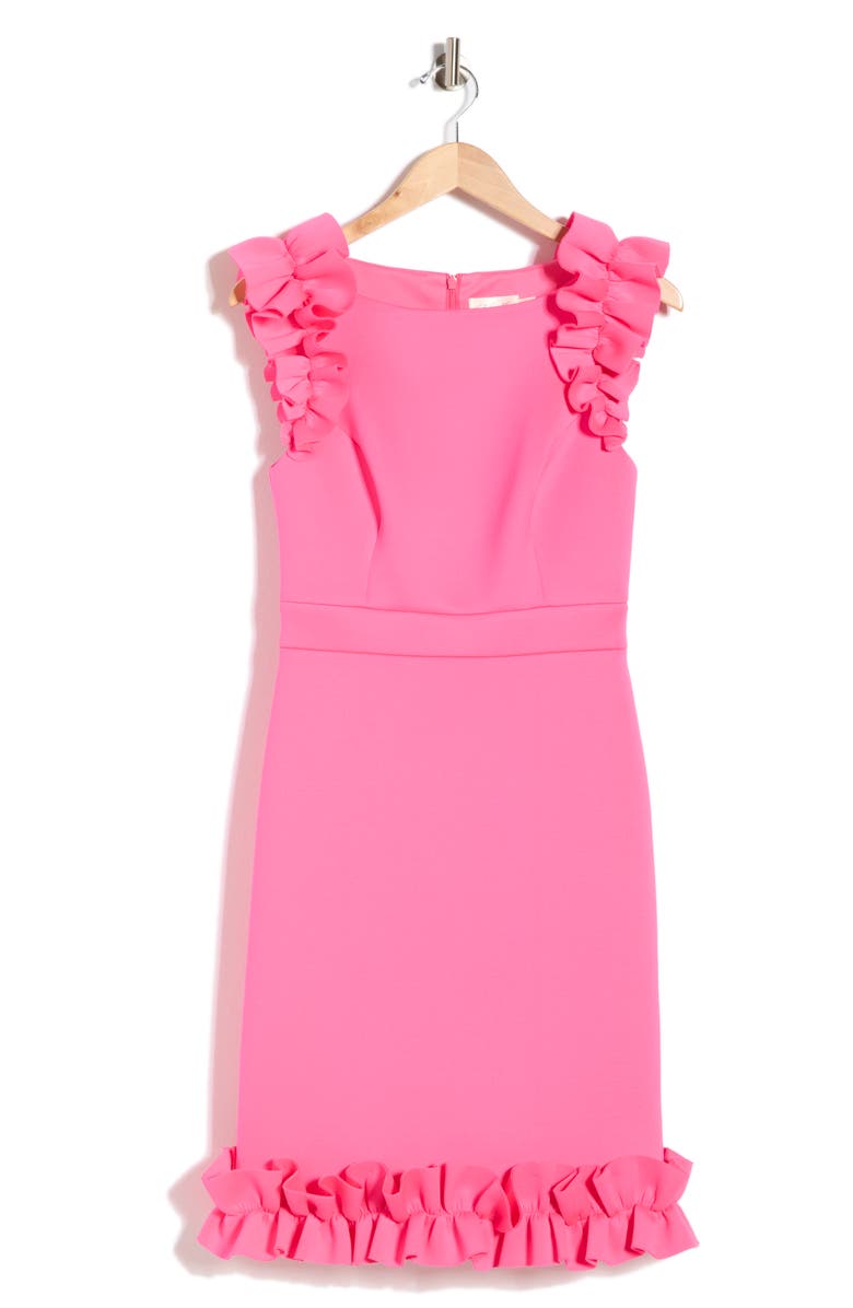 Eliza J Ruffle Sheath Dress, Main, color, 