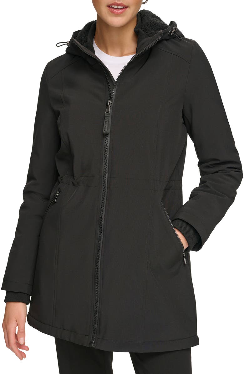 Calvin Klein High Pile Fleece Lined Softshell Jacket, Main, color, 