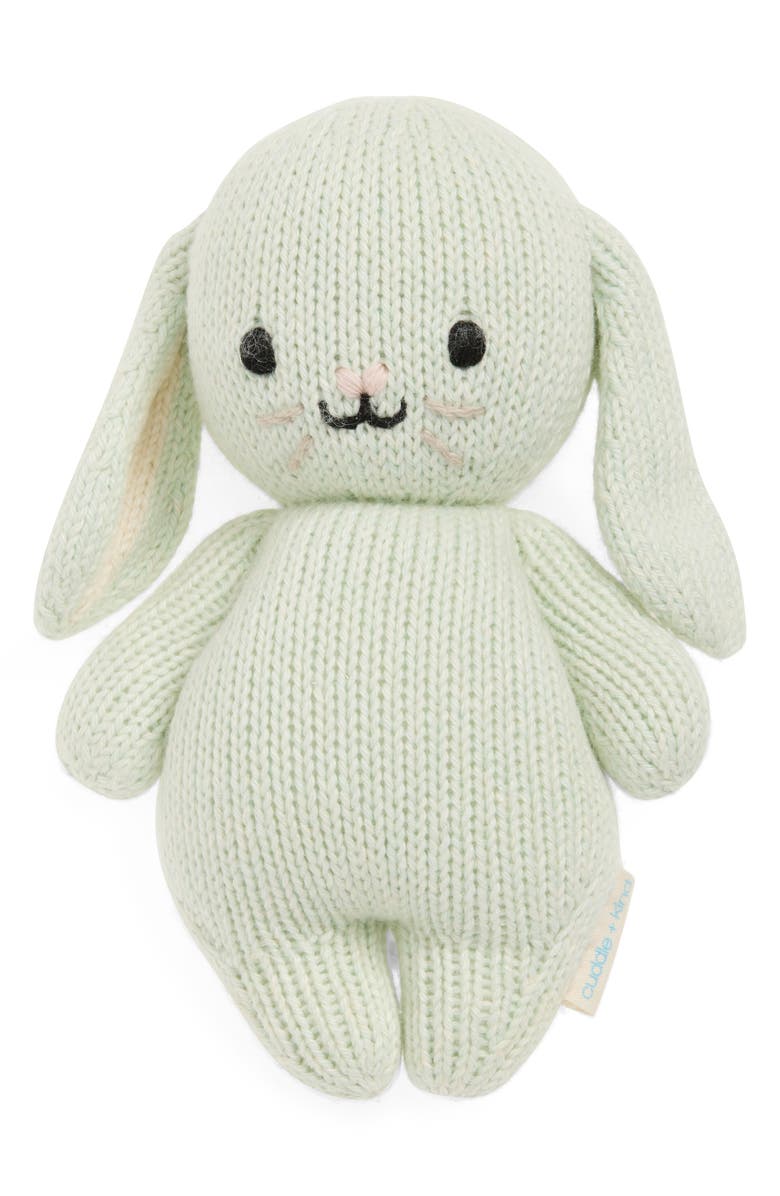 cuddle+kind Knit Baby Bunny Stuffed Animal, Main, color, Green