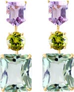 EFFY 14K Yellow Gold ,Pink Amethyst,Green Amethyst,Peridot Earrings