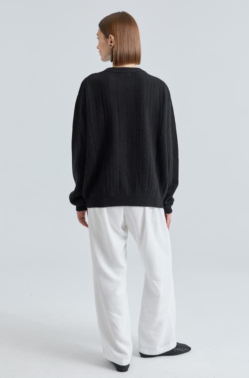 Almina Concept Ribbed Wool Crewneck Sweater In Black