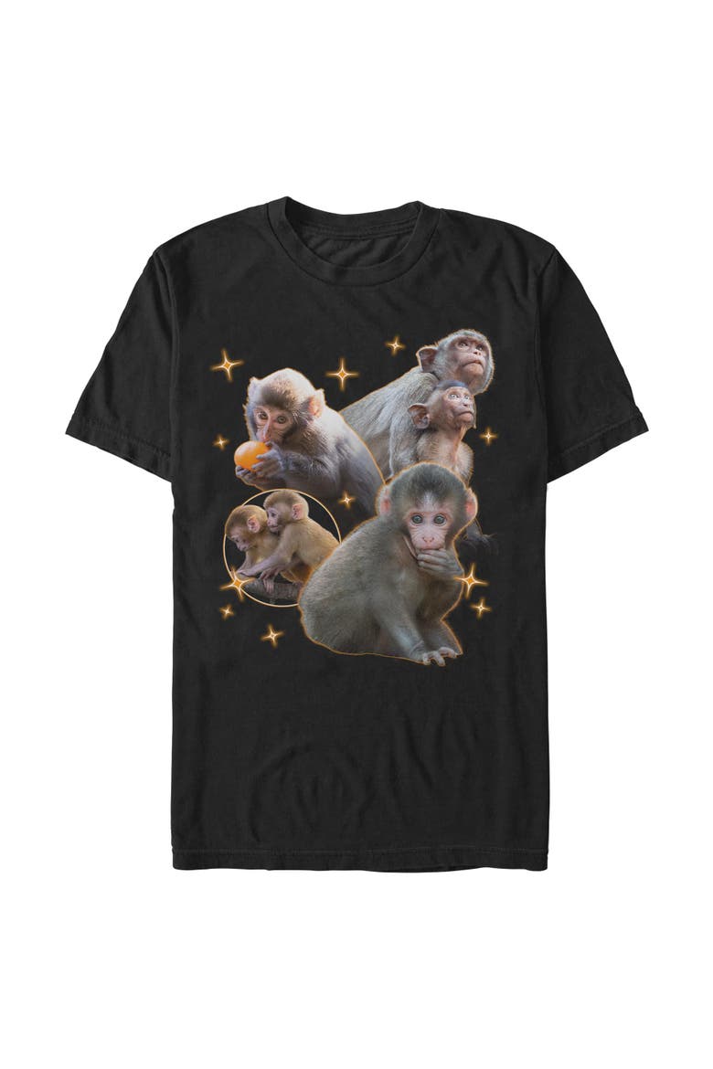 Men's Lost Gods Macaque Punch Retro Collage  Graphic T-Shirt, Main, color, Black