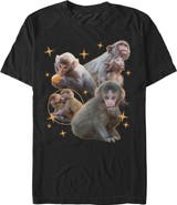 Lost Gods Men's Lost Gods Macaque Punch Retro Collage Graphic T-Shirt