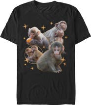 Lost Gods Men's Lost Gods Macaque Punch Retro Collage Graphic T-Shirt