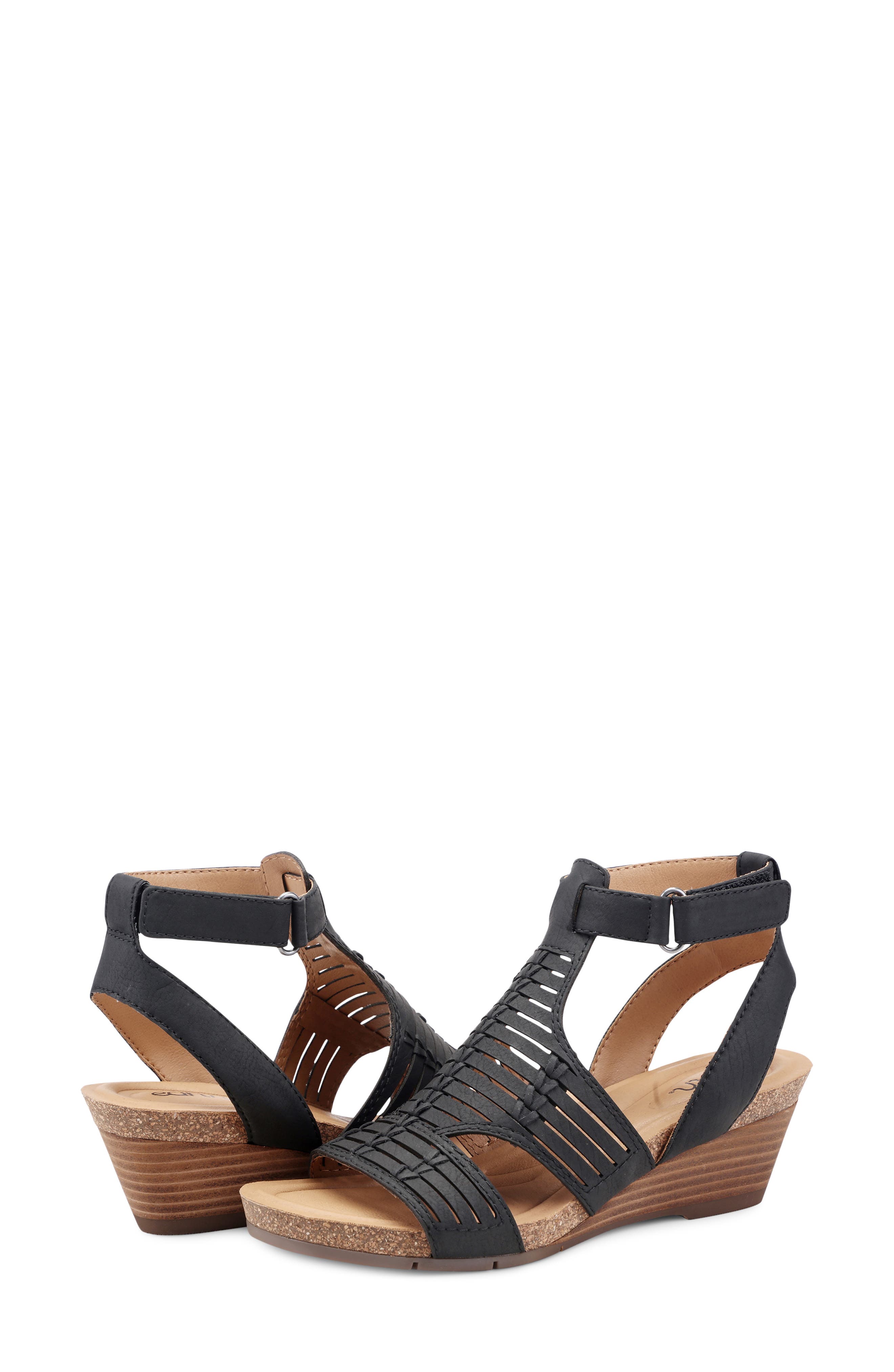 Earth<sup>®</sup> Helodie Wedge Sandal, Alternate, color, Black
