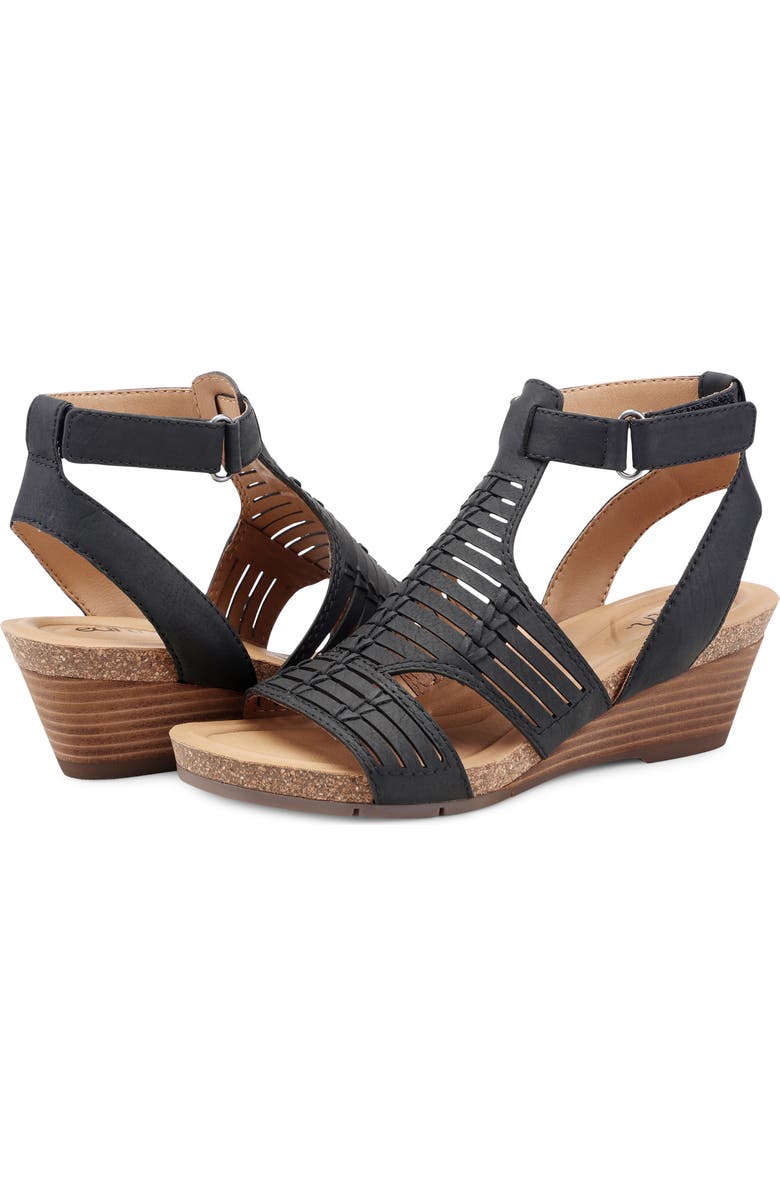 Earth<sup>®</sup> Helodie Wedge Sandal, Alternate, color, Black