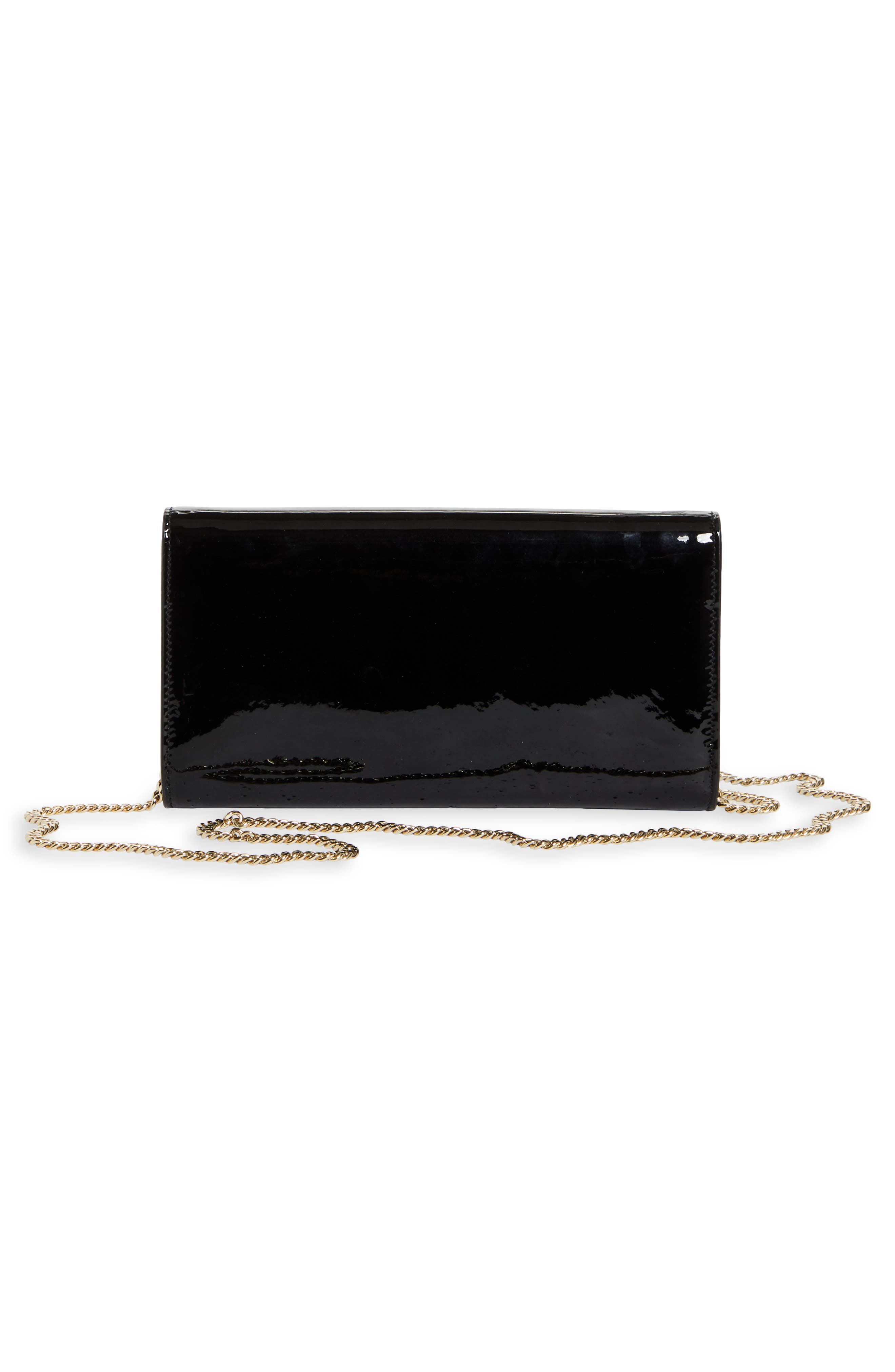 Jimmy Choo Emmie Leather Clutch, Alternate, color, Black/ Light Gold
