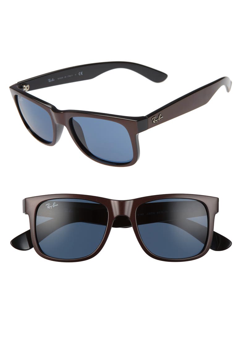 Justin 51mm Flat Top Sunglasses, Main, color, BROWN/ DARK BLUE SOLID