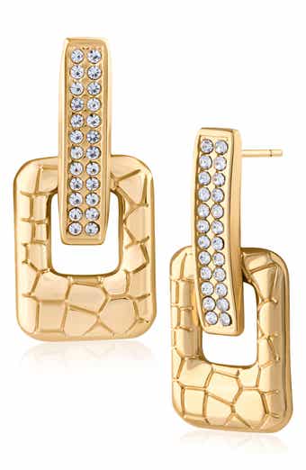 Croc Embossed Door Knocker Drop Earrings