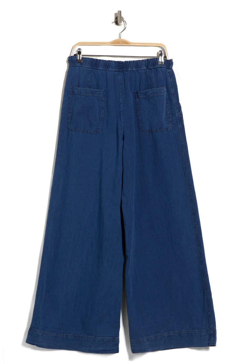 Pique Wide Leg Pants, Alternate, color, DARK WASH INDIGO