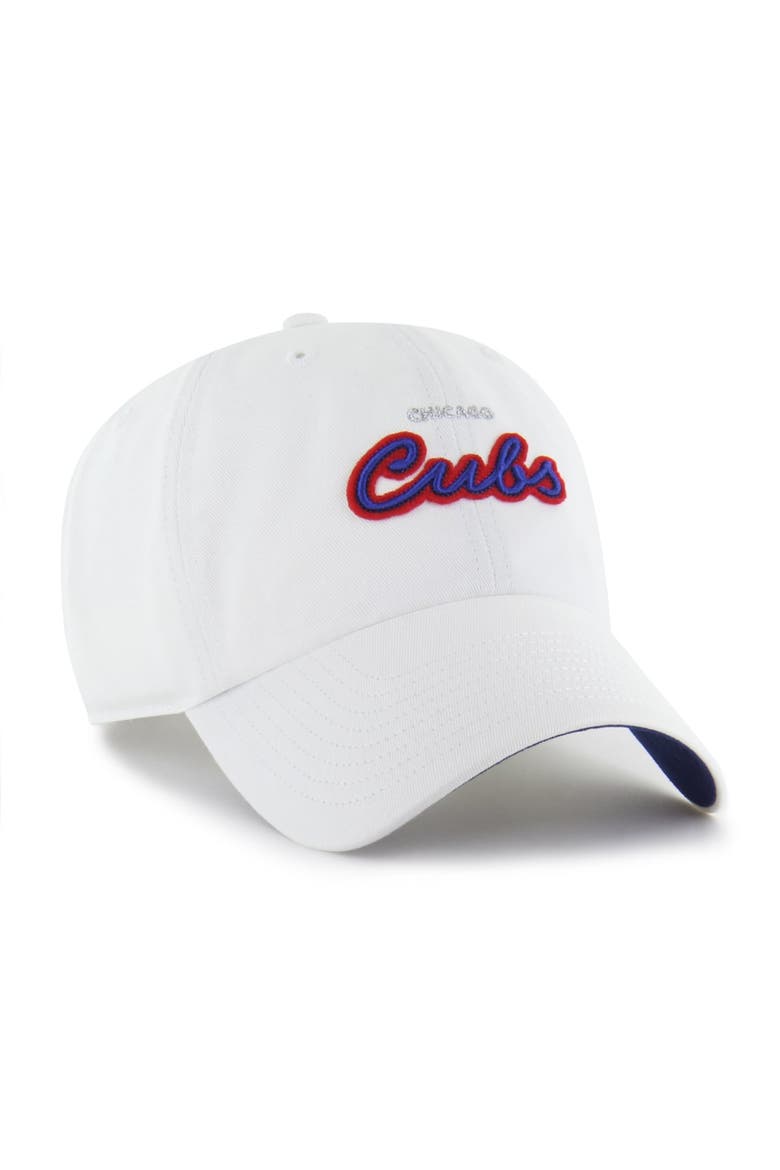 Women's '47 White Chicago Cubs Trendy Script Clean Up Adjustable Hat, Alternate, color, White