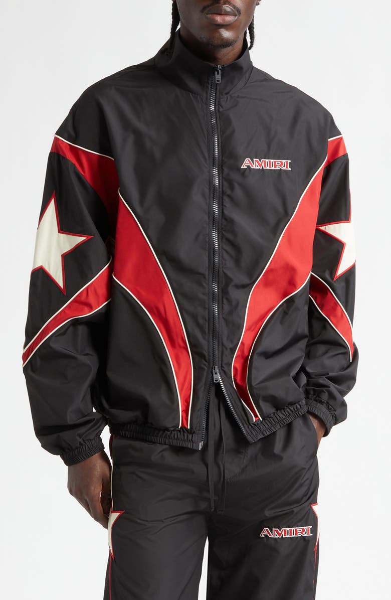 AMIRI Sport Colorblock Windbreaker Jacket, Main, color, Black