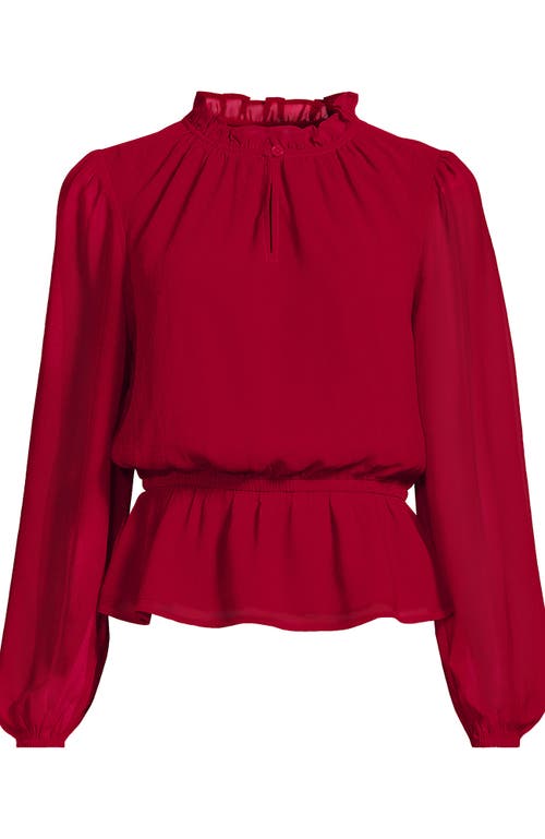 Lands' End Chiffon Peplum Top In Red