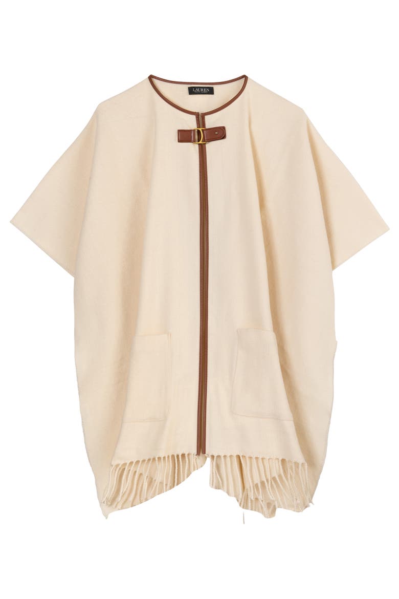 Ruana With Equestrian Buckle, Main, color, Cream
