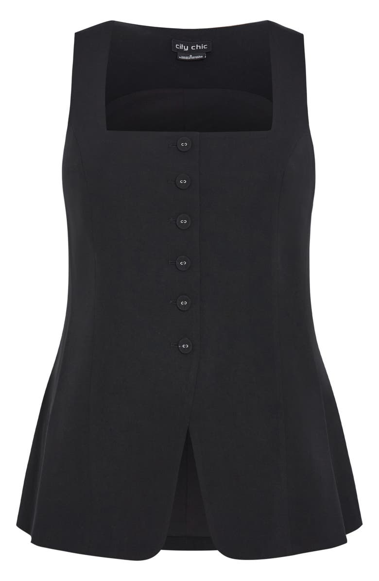 City Chic Jaz Peplum Vest, Alternate, color, Black