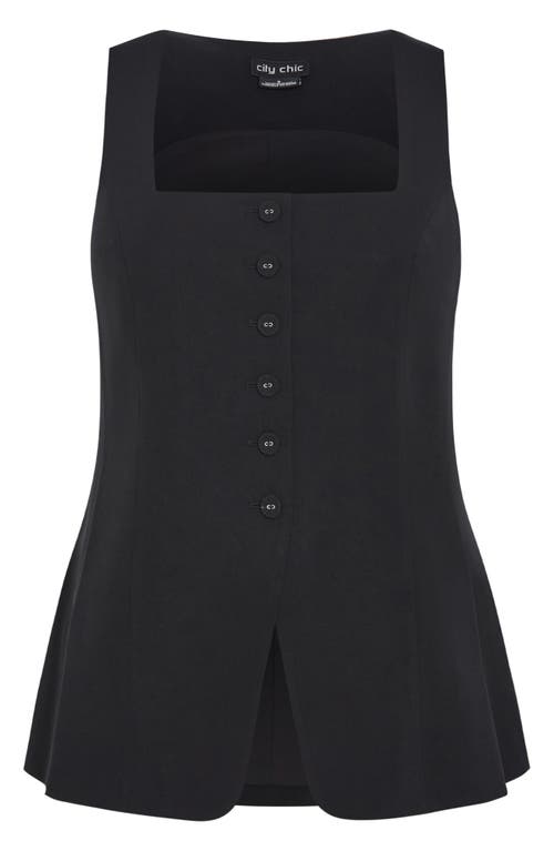 City Chic Jaz Peplum Vest In Black